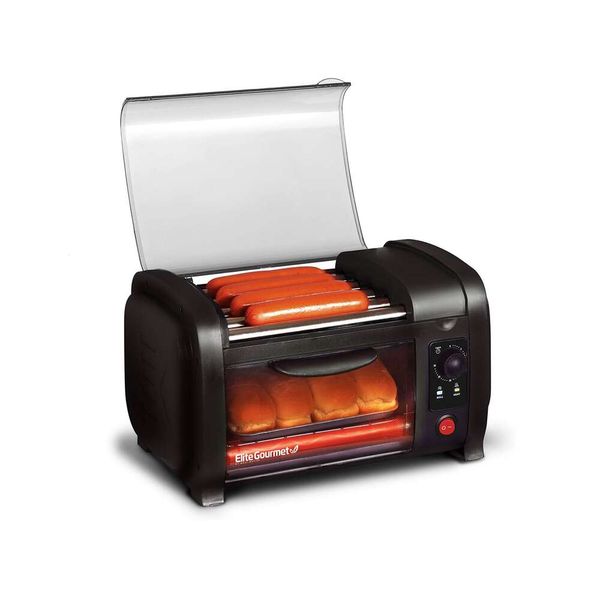 Gourmet Elite Cuisine EHD-051B # Hot-Dog-Toaster, 30-Minuten-Timer, Hot-Roller-Back- und Semmelbröselblech aus Edelstahl, World Series Baseball, 4er-Pack