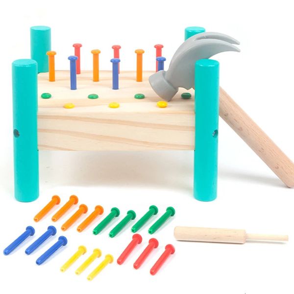 Montessori Baby Martello Colpire Giocattoli di legno Abilità di vita Formazione Precoce Educativo Strumento di assemblaggio Giocattolo per bambini Forza 240321