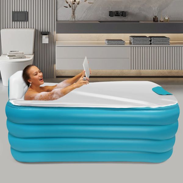 Ванны Надувная ванна для взрослых Отдельно стоящая надувная ванна со складной портативной функцией для спа-салона для взрослых с электрическим воздушным насосом