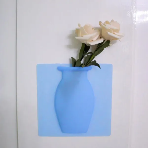 Vasos reutilizáveis ​​janela vaso moderno conjunto de silicone para porta de geladeira montagem de parede flores decorativas casa