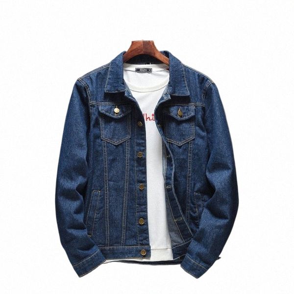 Modelli primavera autunno da uomo Giacca di jeans di grandi dimensioni Coreana Versi della tendenza sottile Giacca semplice Fi Casual Top Jeans Cappotto H0O7 #