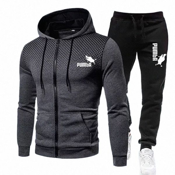 Outono inverno descoberta homens terno nova marca esportes impresso hoodie define masculino luxo velo zip casual designer ternos esportivos p7ut #