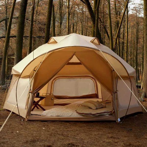 Zelte und Unterstände Integriertes sechseckiges Zelt für Outdoor-Camping, biomimetisches Design, riesiges Froschzelt, Strandüberdachung, Sonnenschutz, Autokabinenzelt, bietet Platz für 3–5 Personen24327