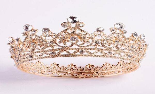 Cristalli d'oro di lusso Corone nuziali Argento Strass Principessa Prom Party Queen Tiara nuziale Quinceanera Corona Accessori per capelli Ch7048778