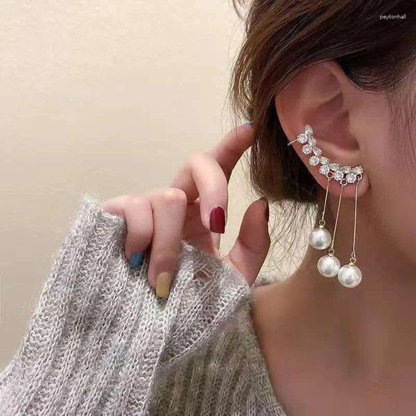 Baumeln Ohrringe Mode Eintrag Luxus Lange Quaste Perle Ohr Zubehör Weibliche Temperament Zirkon Clip Stud Einteiliges Hochzeit