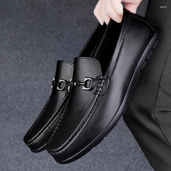 Sapatos casuais de couro italiano dos homens luxo verão mocassins condução mocassins masculino confortável luz deslizamento no barco homem