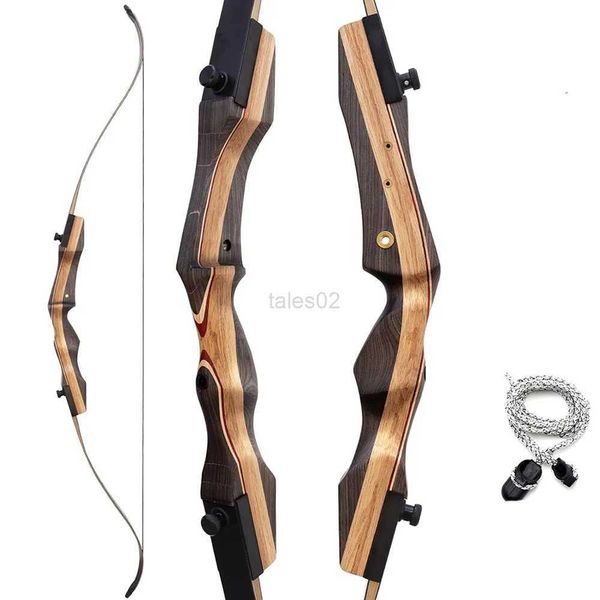 Arco flecha 62 conjunto de arco recurvo de madeira, 25-50 lbs mão direita tiro com arco de caça para adultos iniciantes prática ao ar livre yq240327