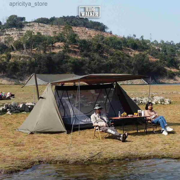 Tendas e abrigos Tenda à prova de fogo e quente com cinzeiro acampamento ao ar livre para 4 pessoas inverno selva artesanato tenda esqui24327