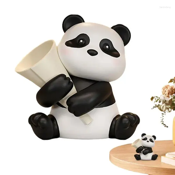 Estatuetas decorativas resina panda ornamento forma estátua organizando bandeja para desktop ornamentos atraentes sala de estar