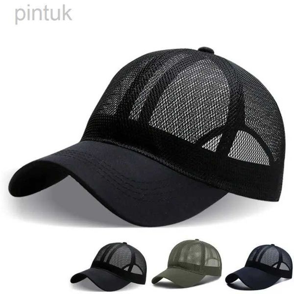 Top kapakları unisex tam örgü beyzbol şapkası hızlı kuru soğutma güneş kremi spor snapback şapka 24327