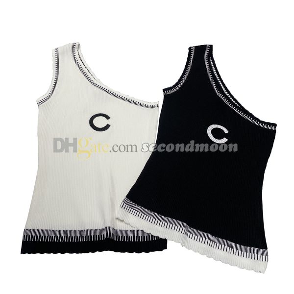 Canottiere a contrasto di colore con spalle scoperte Canotte Top da donna in maglia elastica Gilet sportivi aderenti sexy