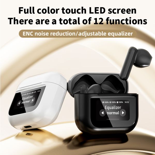 YX28 Auricolari Bluetooth wireless Display touch screen a colori Smart LED Auricolari TWS Chiamata ENC Cancellazione del rumore Auricolari Auricolari sportivi