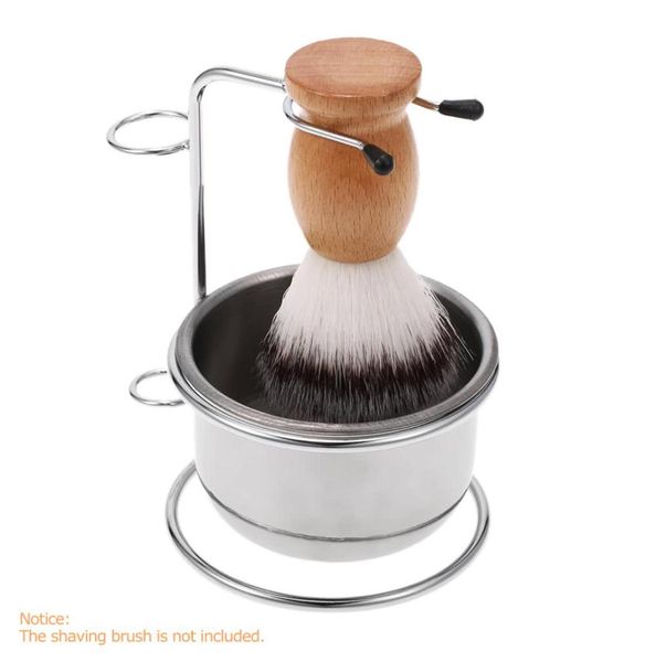 Men039s Tazza da barba Ciotola Portaspazzola Portasapone in acciaio inossidabile Maschio Barba Baffi Pulizia del viso Ciotola per sapone Tazza per salone di barbiere H8703766