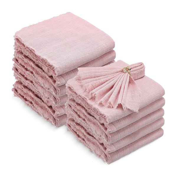 48 pz 32x32 cm All'ingrosso Rosa Garza Tovagliolo di Cotone Riutilizzabile Strofinaccio Festa di Nozze Decorazioni Per La Tavola Di Natale Retro Burrs tovaglioli 240321