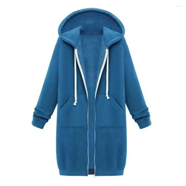 Kadın Ceketleri Yaz Kadın Pocket Fermuar Tasarım Uzun Hatta Hoodie 2024 Femme Sıradan Uzun Kollu Ceket ve Kıyafetler Tulum