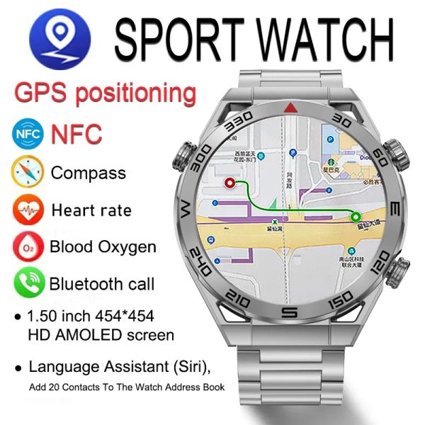 Orologi 2023 NFC Smart Watch da uomo GPS Track Bluetooth Call Orologi sportivi Bussola quadrante personalizzato Frequenza cardiaca ECG Smartwatch per Xiaomi Android