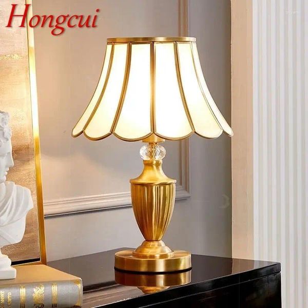 Настольные лампы Hongcui, современные латунные, золотые лампы, светодиодные креативные простые роскошные стеклянные настольные лампы, медные для домашнего кабинета, спальни