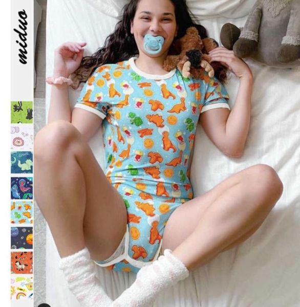 Para 2021 novos pijamas mulheres bodysuit shorts macacão aberto snap meninas adolescentes sexy macacão adulto bebê luier amante30314636833215