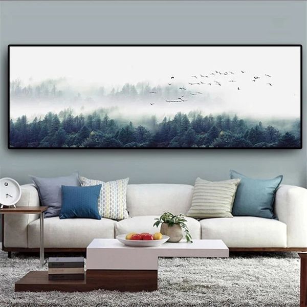 Gelb Rot GreenTree Landschaft Moderne Leinwand Malerei Poster Drucke Minimalistische Wand Kunst Wald Bilder Wohnzimmer Home Decor 240327