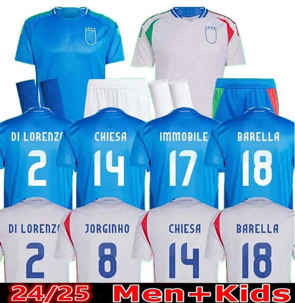 23/24 Italia CHIESA Fußballtrikots 2023 Italien BELOTTI VERRATTI BARELLA PELLEGRINI Trikot INSIGNE IMMOBILE LORENZO ZANIOLO JORGINHO Kindertrikotset Fußballuniform