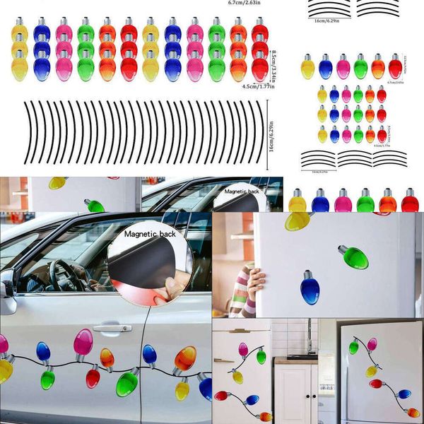 Aggiornamento per adesivi leggeri Magneti da frigorifero Decorazioni natalizie riflettenti Set di magneti per lampadine per auto