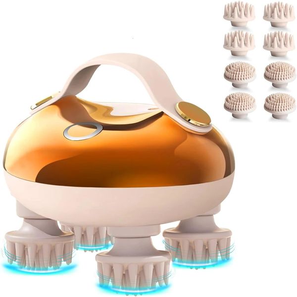 Cabeça máquina de massagem silicone couro cabeludo massageador ferramentas cabeça spa massageador elétrico com luz vermelha 240320