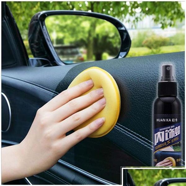 Produtos de cuidado 120ml carro polonês interior cera limpador polimento depilação couro superfície assento plástico recauchutagem agente motivo diy carros dro otwrt