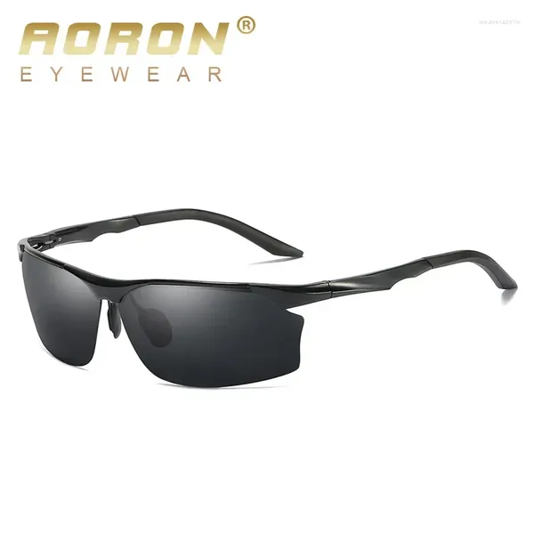 Óculos de sol masculino esportes polarizados quadro de alumínio ao ar livre condução uv400 óculos anti-uv