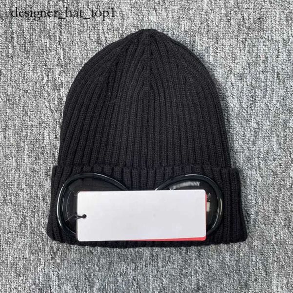 CP İki Lens Gözlük Gkgles Beanies CP Şirket Top Kapakları Erkekler Örme Şapkas Kafatası Kapakları Açık Kadınlar UNIESEX KIŞ BABİYE SİYAH GRİ BONNET GORROS CP COMPAGNY 4918