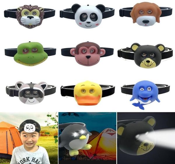 Proiettori per bambini da esterno 2 fari a LED batteria a forma di animale simpatico faro sulla testa per ragazzo ragazza campeggio per bambini regalo creativo5915907