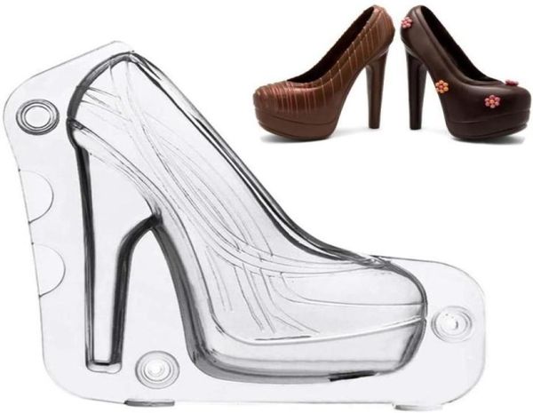 High-Heel-Schuh-Form, 3D-Schokoladen-Fondant-Form, Kuchen-Süßigkeitsform mit 4 Clips für DIY-Dekoration, Clip-Farbe zufällig69312132111469