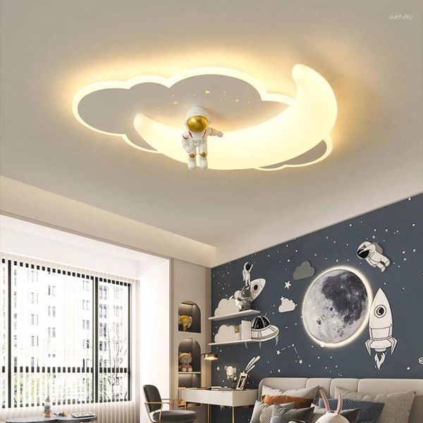 Luzes de teto moderno quarto infantil led nuvem avião astronauta luz quente romântico menino menina quarto lâmpadas
