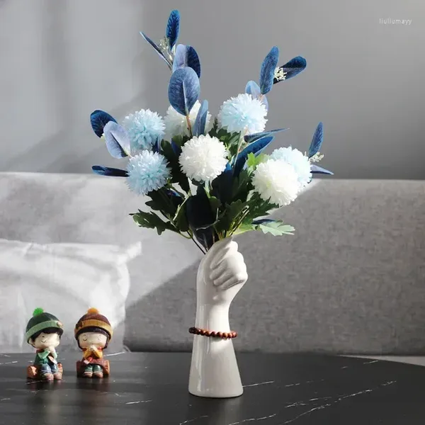 Vasi Nordico a forma di mano Vaso in ceramica Simulazione Set di fiori Negozio Ufficio Club Ornamenti Artigianato Arredamento per la casa Soggiorno Decorazione