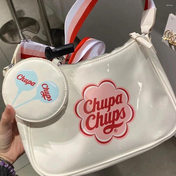 Omuz çantaları kawaii lolita crossbody çanta kadınlar 2024 Tatlı sevimli lolipop el çantası kalp zinciri para çantası kadın cüzdan