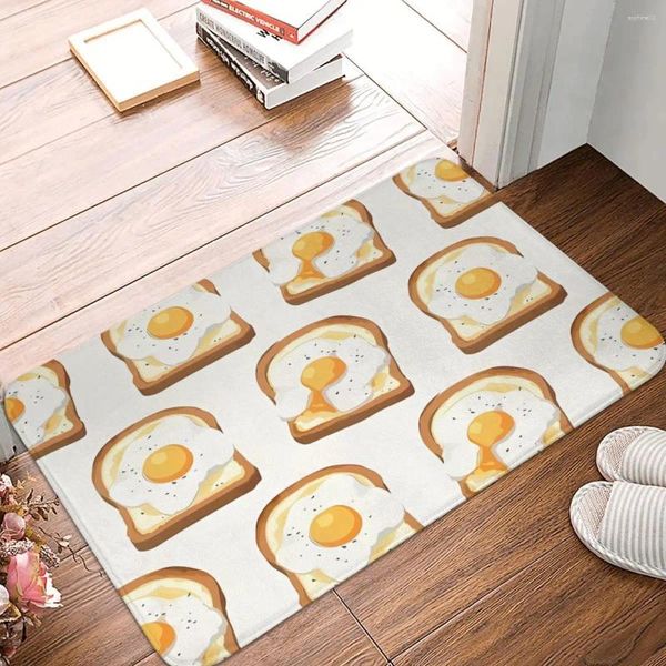 Tappetini da bagno Panino Uova Fritte Tappetino Colazione Velluto Morbido WC Per Doccia Decorazioni per la casa Piede antiscivolo Bagno fai da te personalizzato