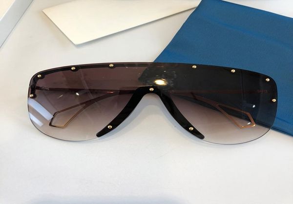 Новые модные солнцезащитные очки 0667S, полурамка большого размера с соединенными линзами и маленькими заклепками, солнцезащитные очки-маска 0667, популярные на открытом воздухе, высшее качество8083511