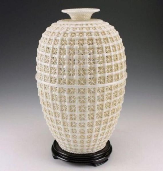 Raro vaso grande in ceramica dehua fatto a mano antico orientale scavato8357159