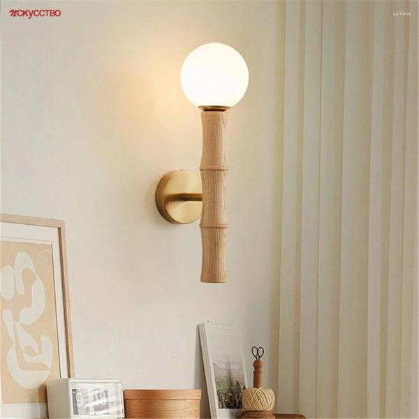 Wandleuchte Vintage Protokolle Holz Glaskugel Led Loft Dekor Retro Schlafzimmer Korridor Treppe Halle Wandlampen Café Wohnzimmer Sofa Lichter