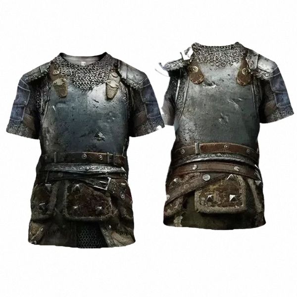 Ritter Templer Streetwear Casual Unisex T-Shirt für Männer Ritter mittelalterliche Rüstung 3D-Druck T-Shirt Harajuku Sommer Kurzarm T-Shirt 28Kc #