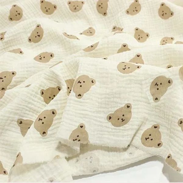 Stoff Japan und Südkorea Bär Doppel Gaze Crepe Sticked Baby Kleidung Quilt Stoff Telas Por Metro Tissus100*135 cm