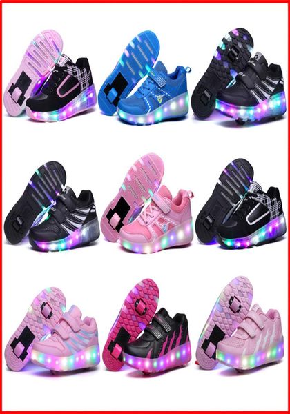 Новые светодиодные туфли для роликовых коньков с одним/двумя колесами, светящаяся светящаяся обувь Jazzy для детей младшего возраста, кроссовки для взрослых, мальчиков и девочек2235385