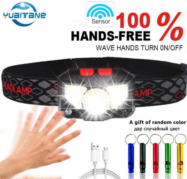 Kafa lambaları 6000lums sensör LED far hareketi güçlü sert şapka far yerleşik endüktif usb şarj edilebilir su geçirmez hediye5891246