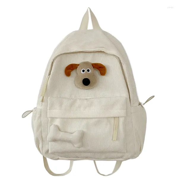 Sacos escolares dos desenhos animados bonito veludo mochilas 2024 inverno fresco para meninas adolescentes sólido algodão satchels coreia casual bolsa de ombro