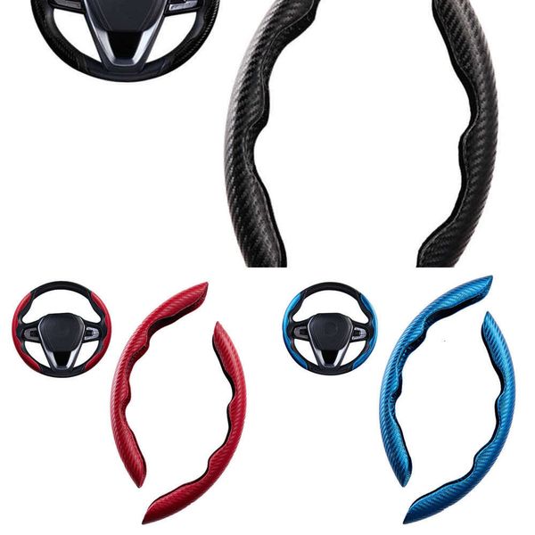 Aggiorna 1 paio di accessori per la decorazione di interni auto antiscivolo, effetto fibra di carbonio rosso, volante universale per auto