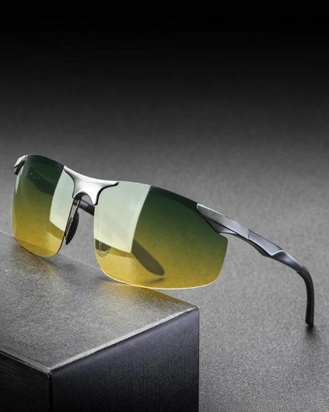 Óculos de sol de alumínio polarizado uv400 lente dia noite motorista óculos de sol masculino esportes ao ar livre para homens óculos acessórios v81797653328
