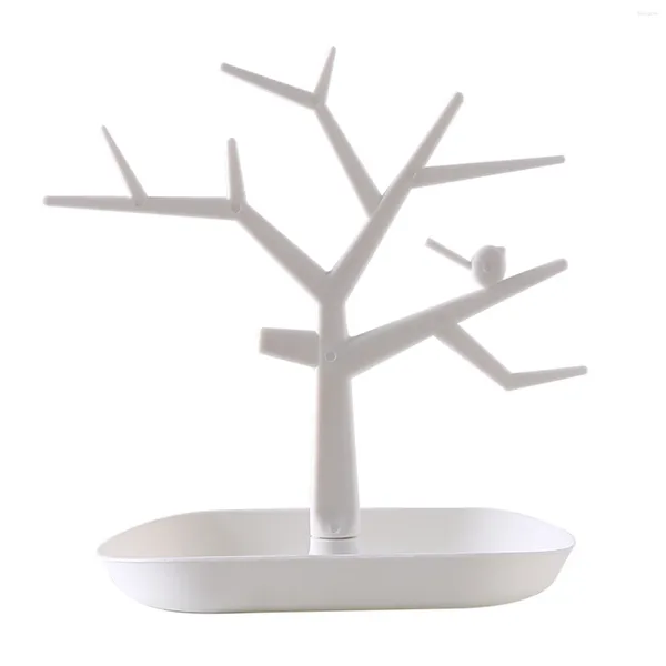 Piatti decorativi Albero di uccelli Bracciale Anello Vassoio Collana Scaffali per orecchini in plastica Scaffale per donna per la casa Espositore per gioielli