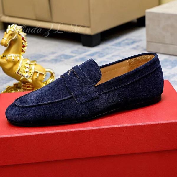 Scarpe casual Mocassini da uomo Mocassini fatti a mano in pelle scamosciata Punta tonda Tacco basso Maschera Slip On Abito classico comfort da festa aziendale