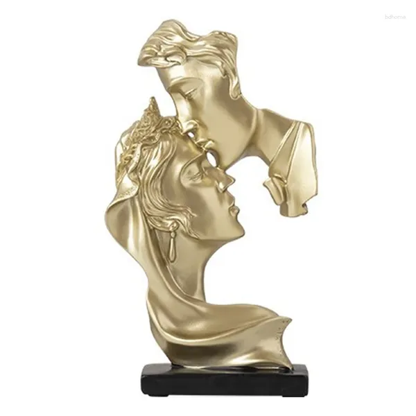 Estatuetas decorativas escultura de resina arte casal romântico beijando personagem estátua sala estar armário vinho ornamentos para decoração casa