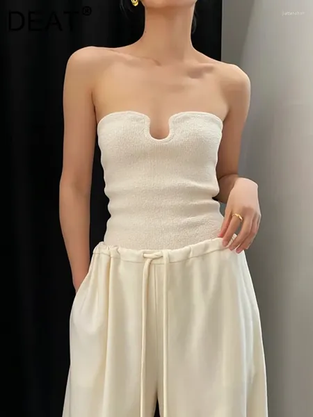 Lässige Kleider Mode Damenkleid Trägerlos Slim U-Ausschnitt Taille Lila Gestrickte Brustverpackung Mini Frühling 2024 Flut 17A2650