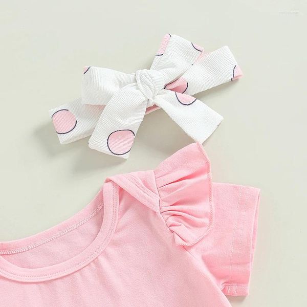 Kleidungssets Kleinkind Ostern Outfit Baby Mädchen Sommer Rüschen Strampler Hosenträger Rock Stirnband 3 Stücke Geborene Kleidung